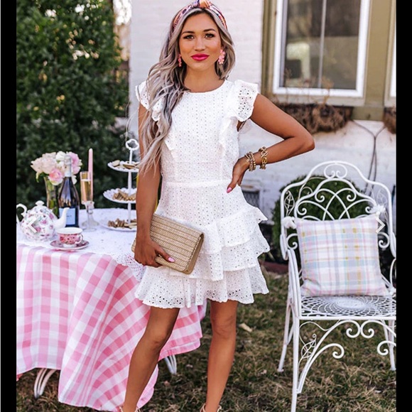 NWT Idem Ditto white Eyelit dress size large open back wedding summer (bin T) - Picture 2 of 14